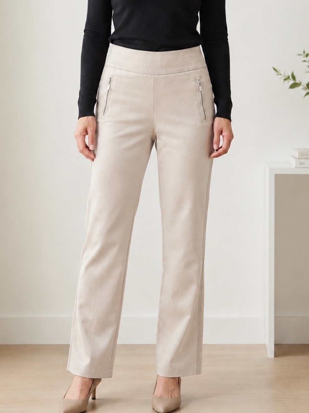 INC International Concepts Beige Flare Pull-On Pants
